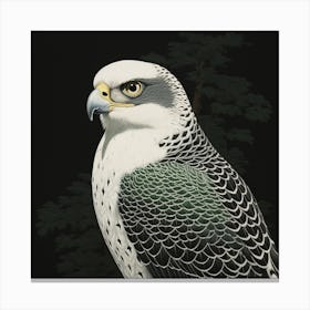 Ohara Koson Inspired Bird Painting Falcon 6 Square Canvas Print