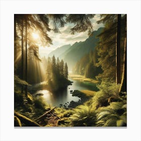 Sunrise In The Forest 3 Canvas Print