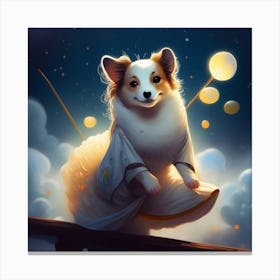 Corgi in the sky Canvas Print