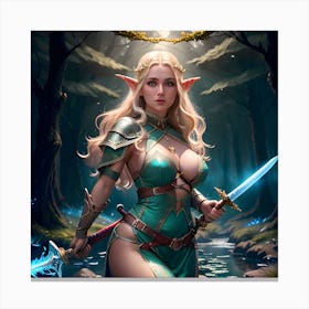 Elven princess in the forrest of forbidden dreams Canvas Print