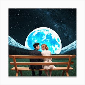 Couple Sitting On A Bench 3 Canvas Print