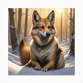 Dog In The Woods Canvas Print