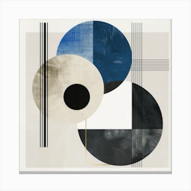 Abstract Circles in Blue, Black and Beige Canvas Print