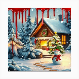 Christmas House In The Snow 2 Canvas Print