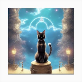 Cat In The Moonlight Canvas Print