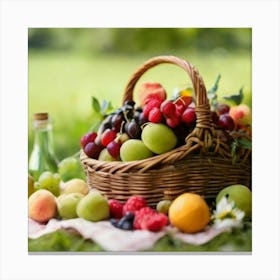 Picnic Basket With Fruit 1 Canvas Print