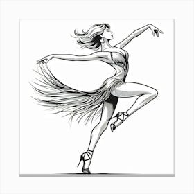 Line Art Latin Dancer 5 Canvas Print