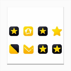 Collection Of Bright 5 Star Feedback Symbols Modern White And Gold Isolated Shiny Elements Black 2 1 Canvas Print