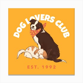 Dog Lovers Club Logo - Illustrated Design Creator Featuring A Dog Couple - dog, puppy, cute, dogs, puppies Canvas Print