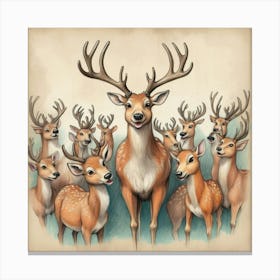 Deer Family 1 Canvas Print