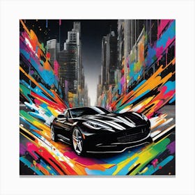 Corvette Racing In The City Canvas Print