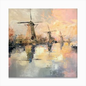 A serene scene with a windmill Canvas Print