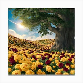 Roses In A Field 1 Canvas Print