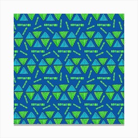 Tribal Triangles Shapes Turquoise Lime Canvas Print