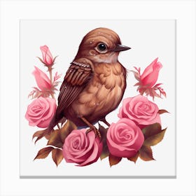 Bird With Roses 3 Canvas Print