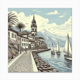 Sanremo Madeira Flower Island Village Canvas Print