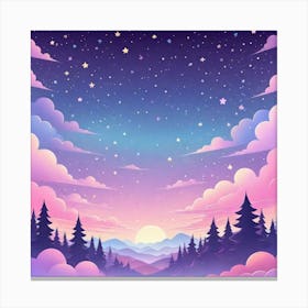 Sky With Twinkling Stars In Pastel Colors Square Composition 144 Canvas Print