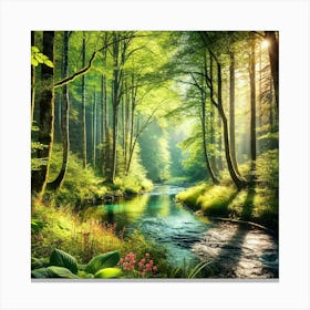 River In The Forest Canvas Print