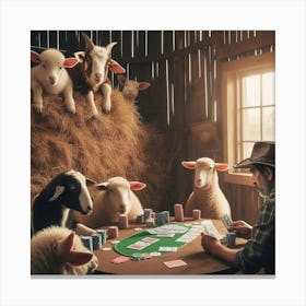 Sheep Playing Poker Canvas Print