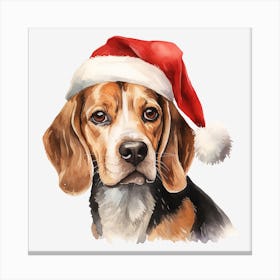 Beagle In Santa Hat Canvas Print