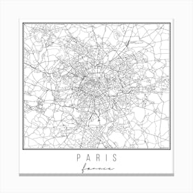 Paris France Street Map Canvas Print