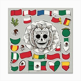 Mexican Flags 16 Canvas Print