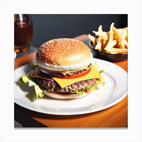 Hamburger On A Plate 18 Canvas Print