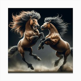 Two Horses Fighting 4 Canvas Print