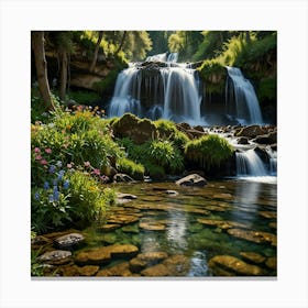 Waterfall In The Forest 95 Canvas Print