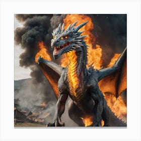 Village Burning Dragon Canvas Print