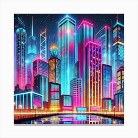 Neon Cityscape Canvas Print