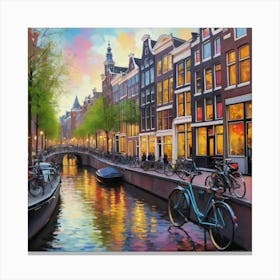 Amsterdam S Bustling Streets Alive With Colorful Impure art print 3 Canvas Print