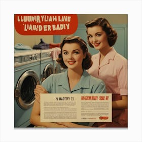 Default Default Vintage And Retro Laundry Ad Aesthetic With Cl 3 Canvas Print