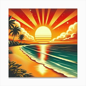 Sunset On The Beach 3 Canvas Print