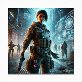 A Sci Fi Depiction Of Maya Ryen, The Fierce Leader Canvas Print