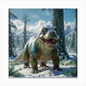 Dinosaur In The Snow Canvas Print