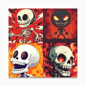 Spooky Halloween Skeleton Emojis Artwork 12 Canvas Print