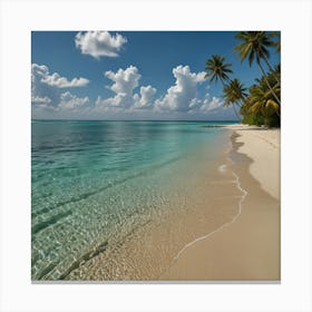 Beach With Palm Trees Canvas Print