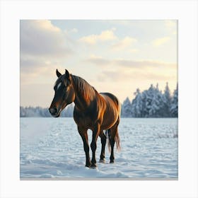 Horse In The Snow 17 Canvas Print