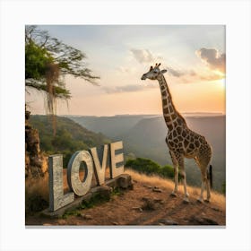 Giraffe At Sunset Canvas Print