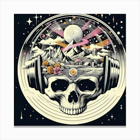 Skull With Headphones Canvas Print