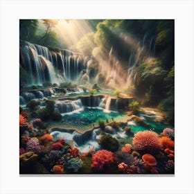 Waterfall In The Jungle 2 Canvas Print