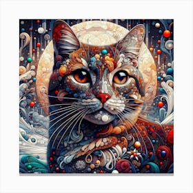 Cat in the Style of Collage-inspired 3 Canvas Print