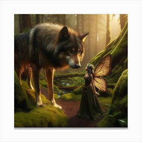 The Wolf And The Fairy 3 Canvas Print