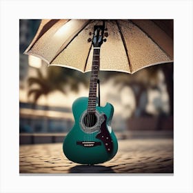Acoustic Guitar Under Umbrella 2 Canvas Print