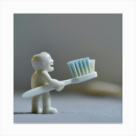 Toothbrush Figurine Holding Canvas Print