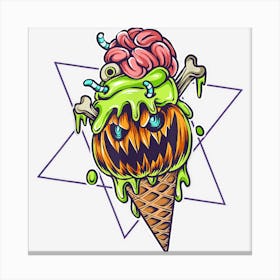 Halloween Pumpkin Ice Cream Scary Canvas Print