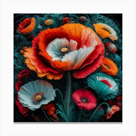 Floral Symphony Vibrant Poppies Against A Textured Canvas (3) Canvas Print