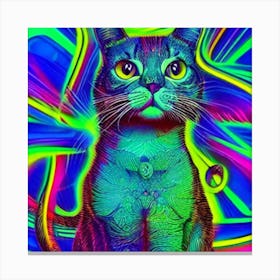 Psychedelic Cat 4 Canvas Print