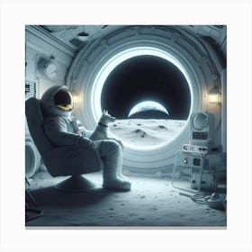 The Last Man And Dog In Space Station Canvas Print